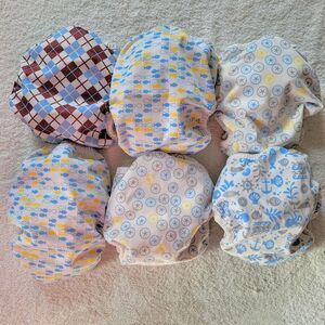 Thirsties One Size Cloth Diaper Lot of 6 Snap Closure Pockets Argyle